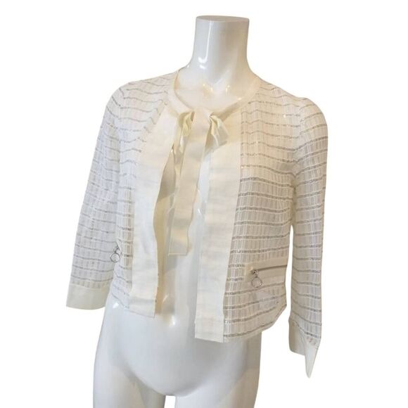 Lanvin Paris en Bleu Ivory Cropped Jacket Size FR 36 NWT - Picture 1 of 6